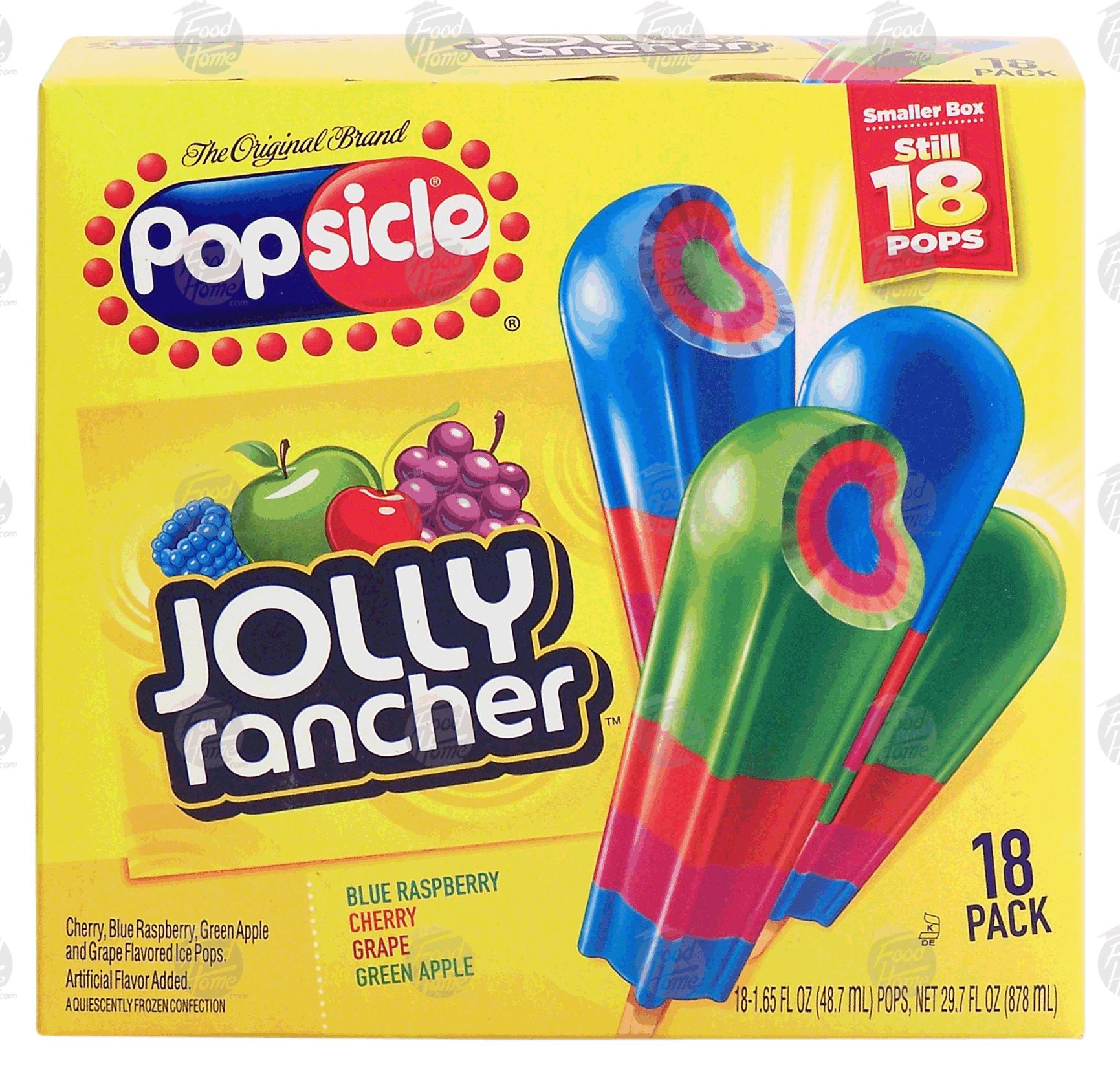 Popsicle Jolly Rancher ice pops, blue raspberry, cherry, grape, green apple, 18 pack Full-Size Picture